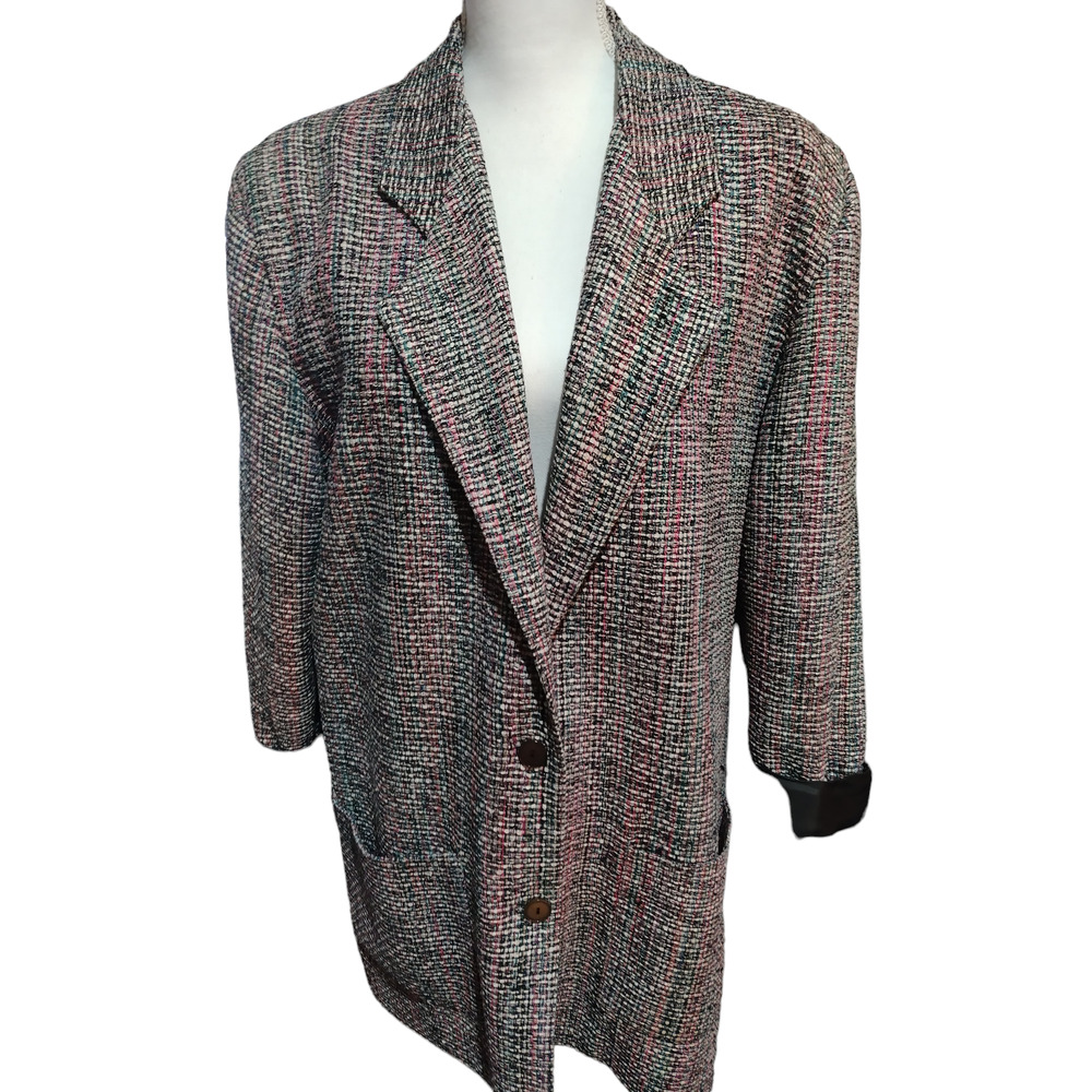 Limited Edition UNITS Womens Tweed Blazer 100% Silk Single Breasted Lined OS